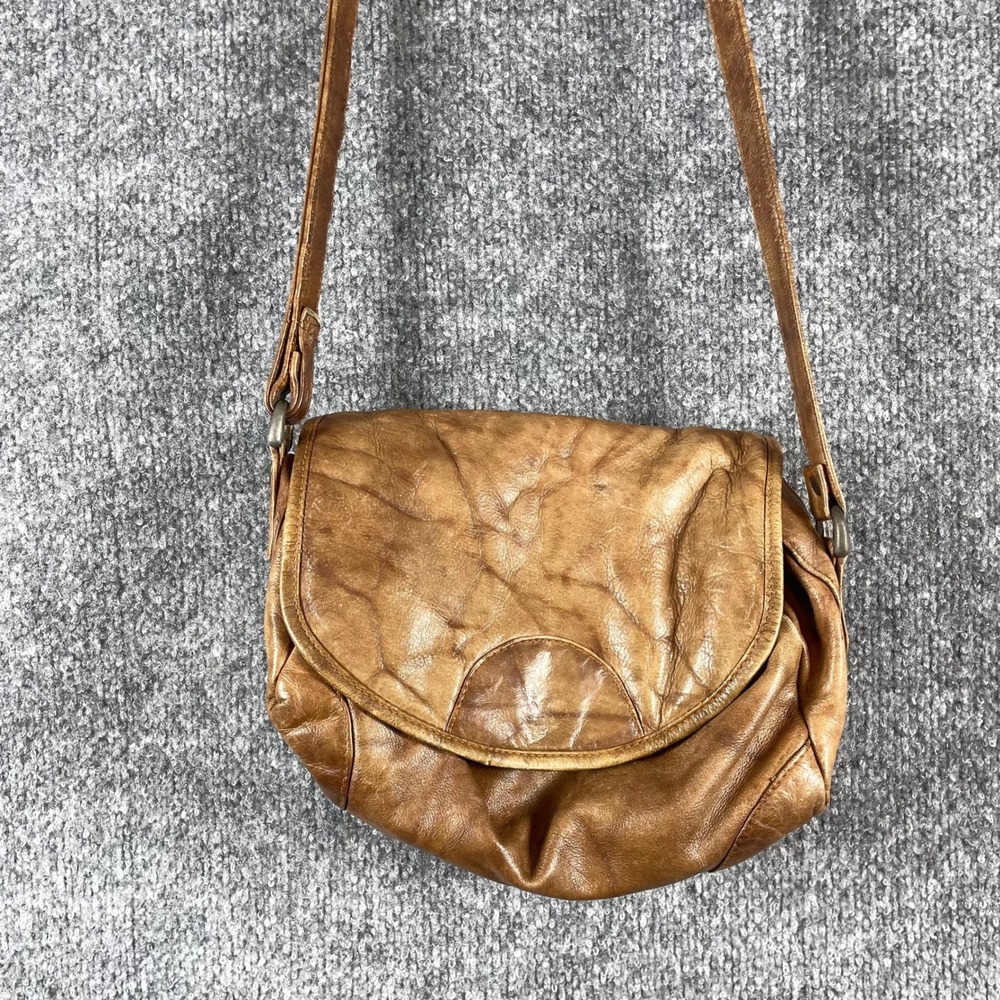 VTG Wilsons Leather Crossbody Bag Small Satchel Brown Boho Shoulder Purse Flap